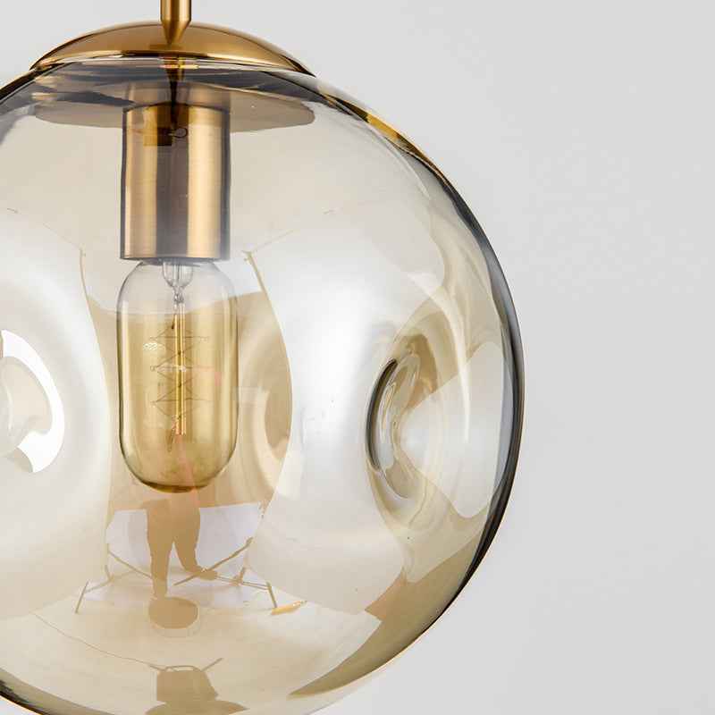 Modern Hand-blown Glass Shade Pendant Light with Spherical Design