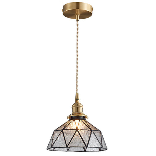 Icy Geometric Glass Hanging Lamp with Tiffany-Style Pendant Fixture