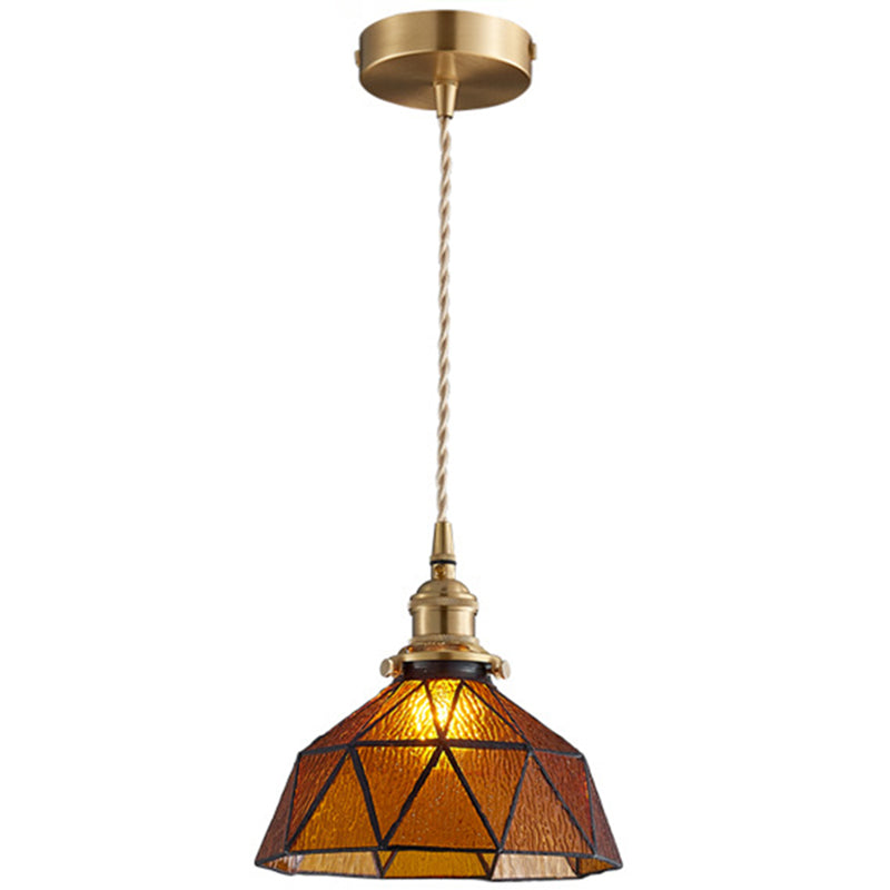 Icy Geometric Glass Hanging Lamp with Tiffany-Style Pendant Fixture