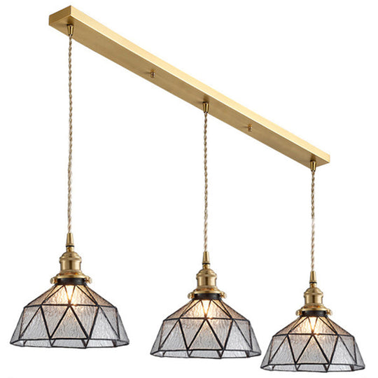 Icy Geometric Glass Hanging Lamp with Tiffany-Style Pendant Fixture