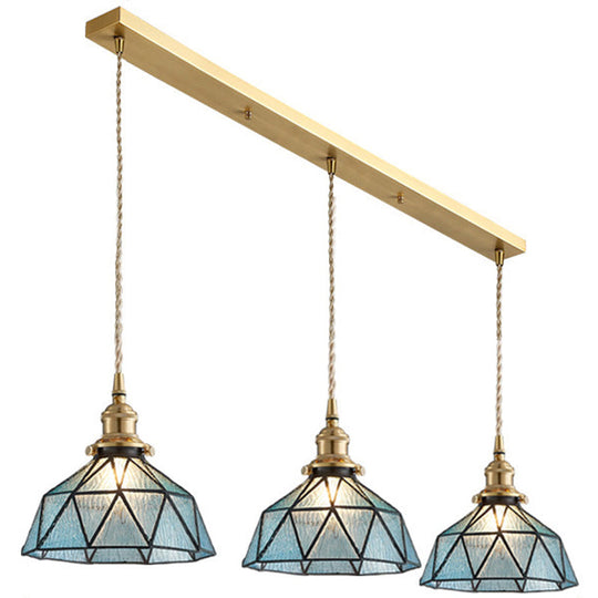 Icy Geometric Glass Hanging Lamp with Tiffany-Style Pendant Fixture