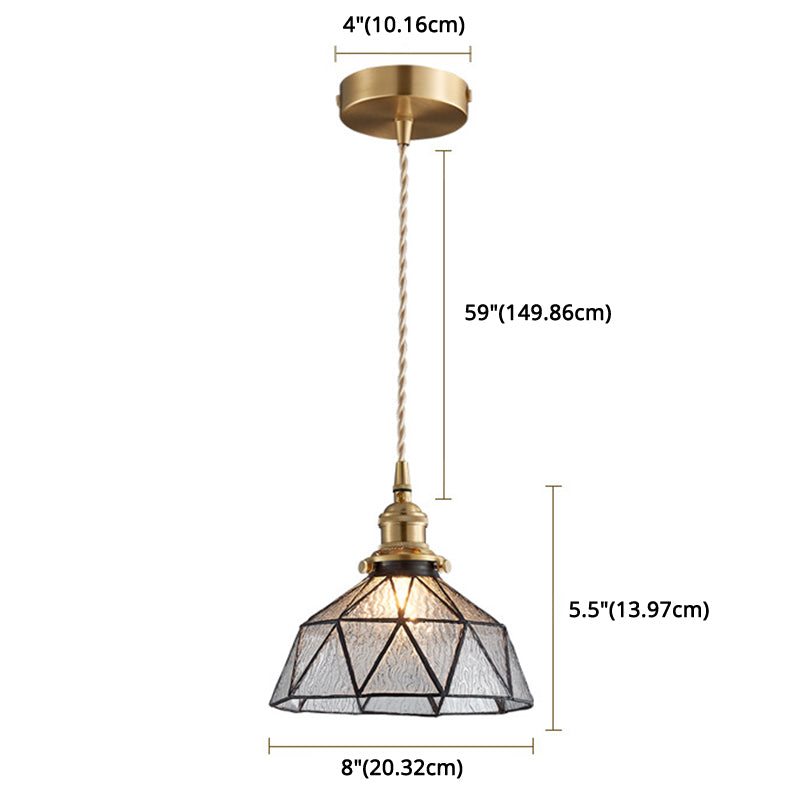 Icy Geometric Glass Hanging Lamp with Tiffany-Style Pendant Fixture