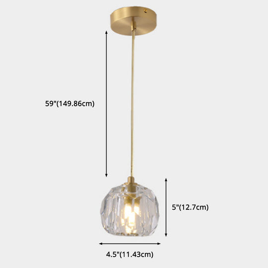 Modern Gold Hanging Lamp - Carved Crystal Shape - Dining Room Ceiling Pendant