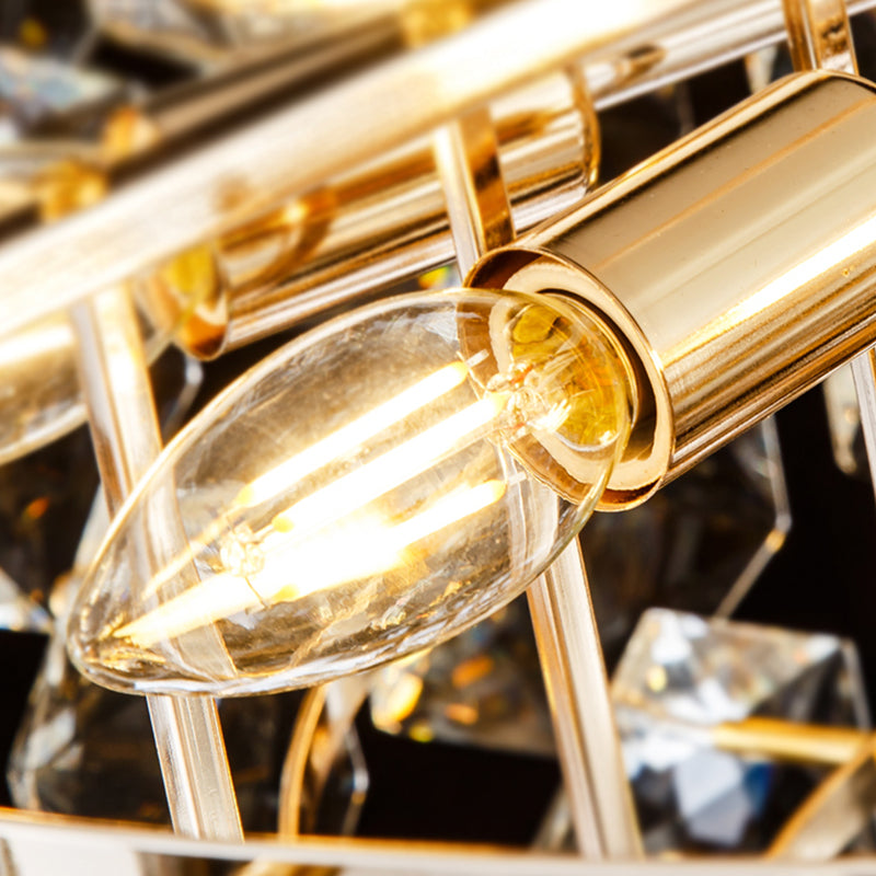 Clear Faceted Crystal Wall Lighting: 3-Light, 3-Tier, Wall Mounted. Contemporary Design in Black.