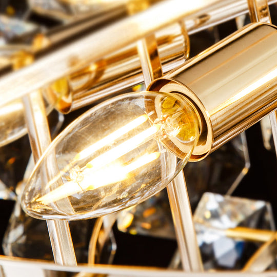 Clear Faceted Crystal Wall Lighting: 3-Light, 3-Tier, Wall Mounted. Contemporary Design in Black.