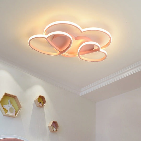 Kids Heart Design Ceiling Light Fixture - Acrylic Semi Flush Mount for Children's Bedroom