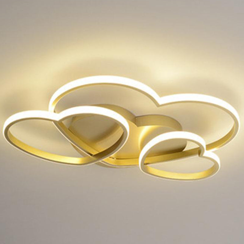 Kids Heart Design Ceiling Light Fixture - Acrylic Semi Flush Mount for Children's Bedroom