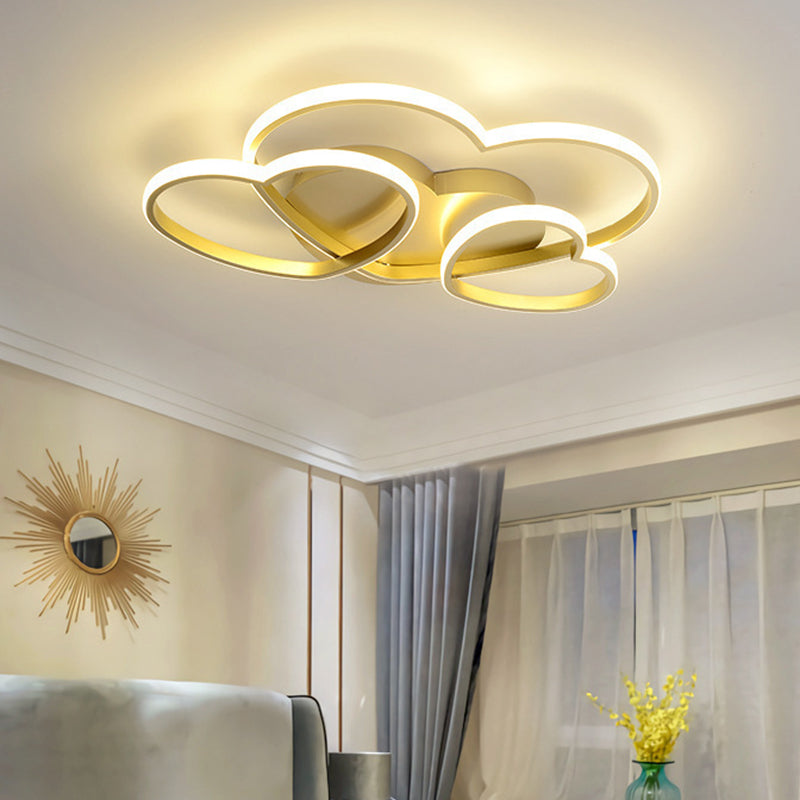 Kids Heart Design Ceiling Light Fixture - Acrylic Semi Flush Mount for Children's Bedroom