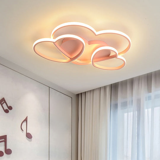 Kids Heart Design Ceiling Light Fixture - Acrylic Semi Flush Mount for Children's Bedroom