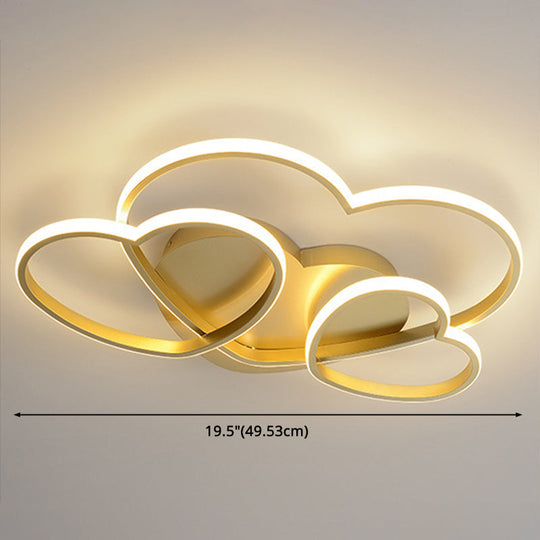 Kids Heart Design Ceiling Light Fixture - Acrylic Semi Flush Mount for Children's Bedroom