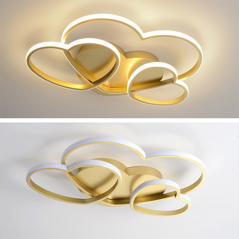 Kids Heart Design Ceiling Light Fixture - Acrylic Semi Flush Mount for Children's Bedroom
