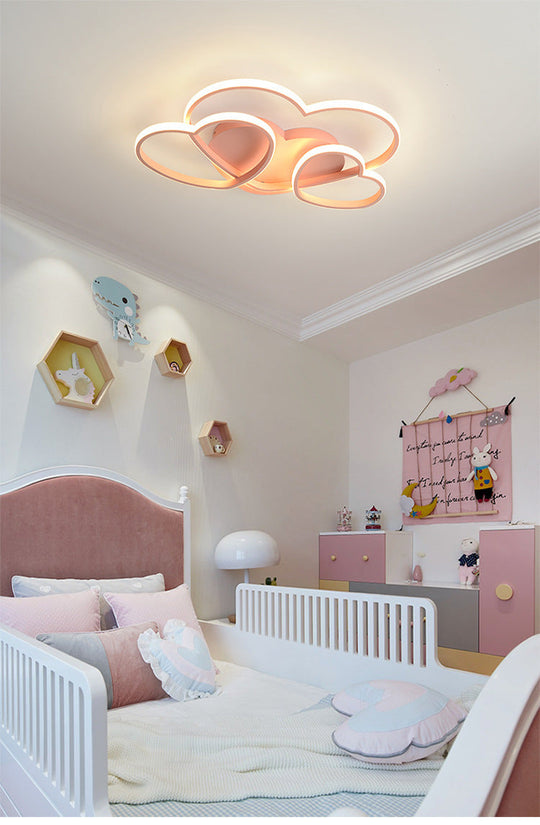 Kids Heart Design Ceiling Light Fixture - Acrylic Semi Flush Mount for Children's Bedroom