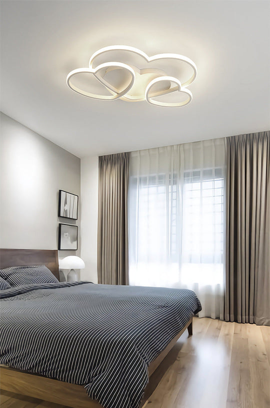 Kids Heart Design Ceiling Light Fixture - Acrylic Semi Flush Mount for Children's Bedroom