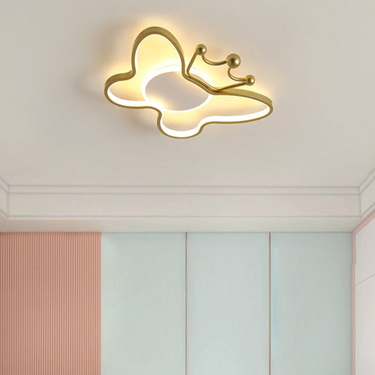 Butterfly Semi Flush Ceiling Lights - Cartoon Aluminum Chandelier for Kids' Bedroom
