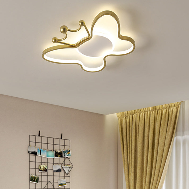 Butterfly Semi Flush Ceiling Lights - Cartoon Aluminum Chandelier for Kids' Bedroom