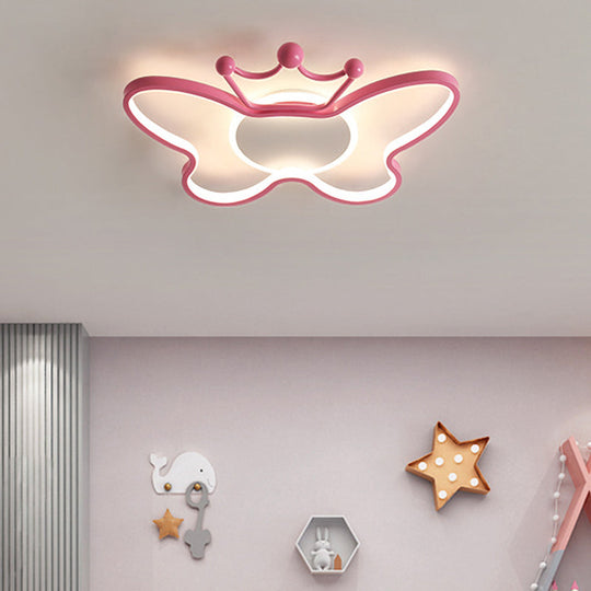 Butterfly Semi Flush Ceiling Lights - Cartoon Aluminum Chandelier for Kids' Bedroom