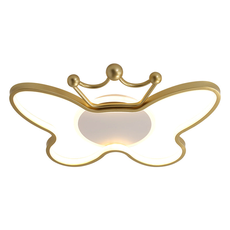 Butterfly Semi Flush Ceiling Lights - Cartoon Aluminum Chandelier for Kids' Bedroom