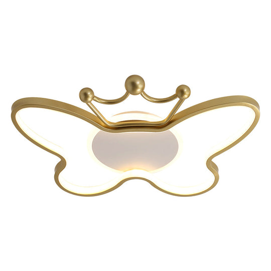Butterfly Semi Flush Ceiling Lights - Cartoon Aluminum Chandelier for Kids' Bedroom