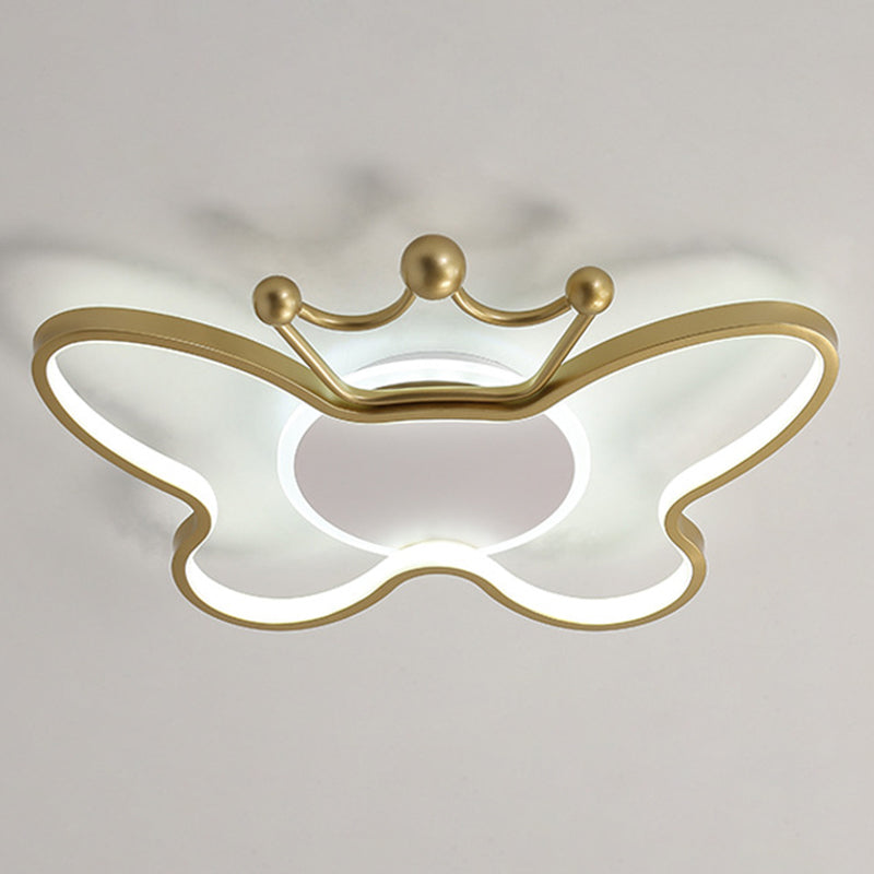 Butterfly Semi Flush Ceiling Lights - Cartoon Aluminum Chandelier for Kids' Bedroom