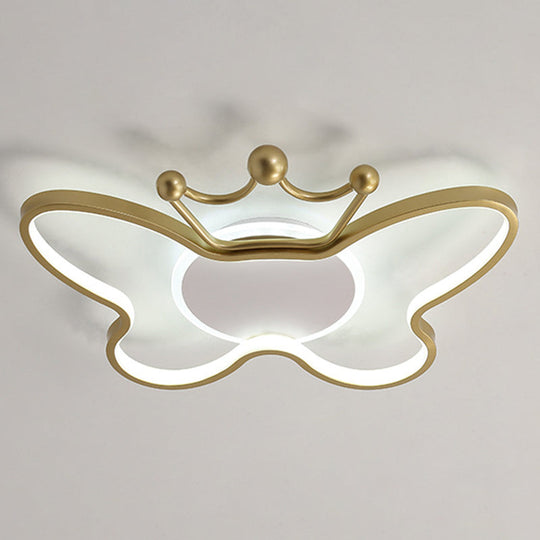 Butterfly Semi Flush Ceiling Lights - Cartoon Aluminum Chandelier for Kids' Bedroom