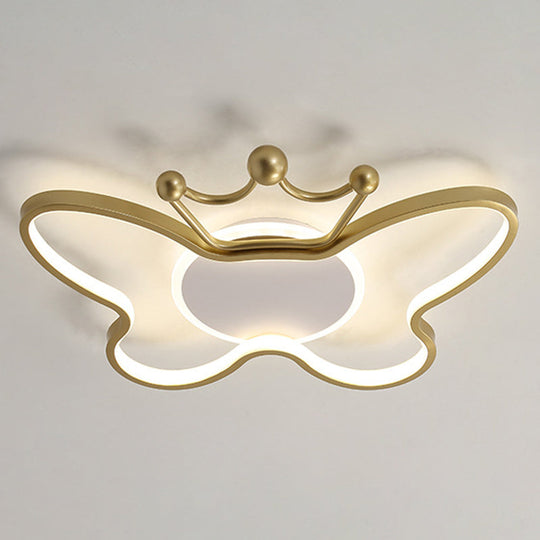 Butterfly Semi Flush Ceiling Lights - Cartoon Aluminum Chandelier for Kids' Bedroom