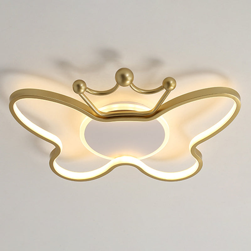 Butterfly Semi Flush Ceiling Lights - Cartoon Aluminum Chandelier for Kids' Bedroom