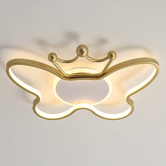Butterfly Semi Flush Ceiling Lights - Cartoon Aluminum Chandelier for Kids' Bedroom
