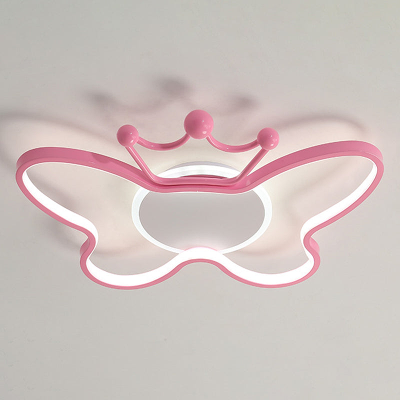 Butterfly Semi Flush Ceiling Lights - Cartoon Aluminum Chandelier for Kids' Bedroom