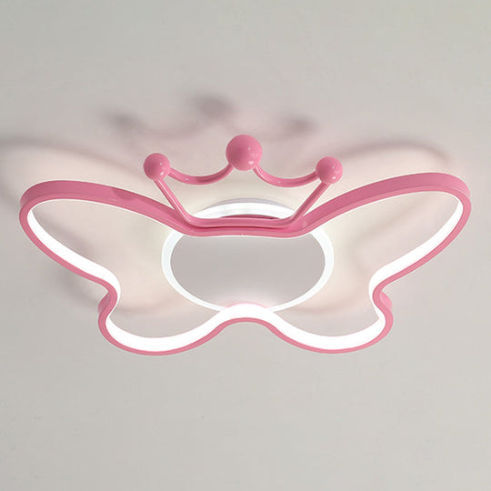 Butterfly Semi Flush Ceiling Lights - Cartoon Aluminum Chandelier for Kids' Bedroom