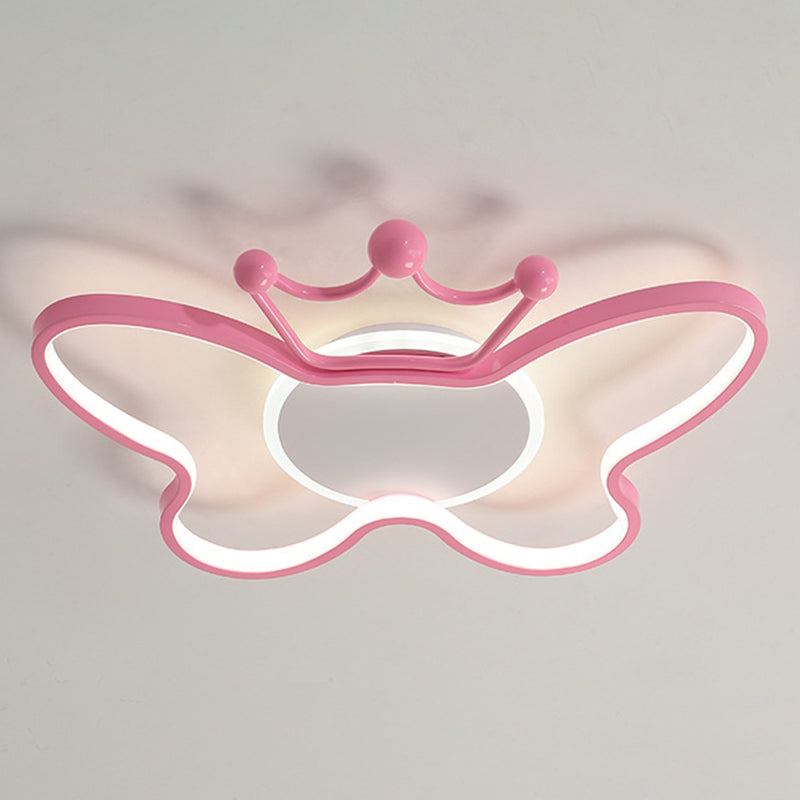Butterfly Semi Flush Ceiling Lights - Cartoon Aluminum Chandelier for Kids' Bedroom
