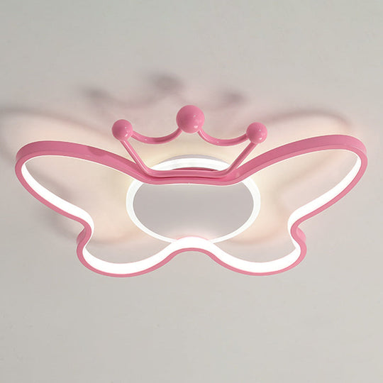 Butterfly Semi Flush Ceiling Lights - Cartoon Aluminum Chandelier for Kids' Bedroom