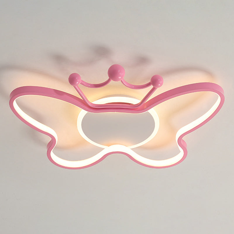Butterfly Semi Flush Ceiling Lights - Cartoon Aluminum Chandelier for Kids' Bedroom
