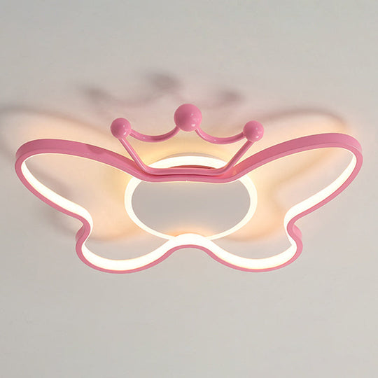Butterfly Semi Flush Ceiling Lights - Cartoon Aluminum Chandelier for Kids' Bedroom