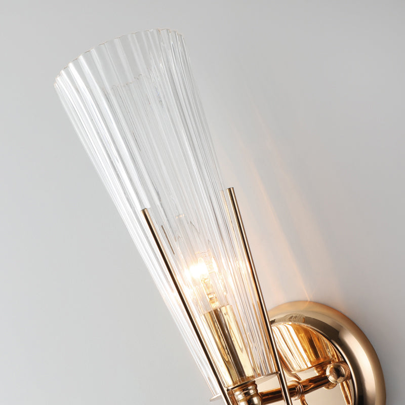 Modern Black/Brass Torch Sconce with Clear Crystal Accent - Elegant 1-Light Wall Lamp