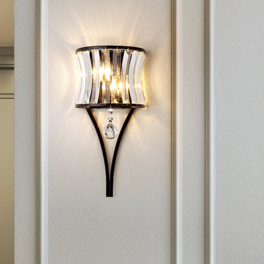 Modern Black Mini Crystal Wall Light Sconce with Hanging Ball