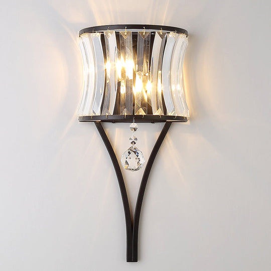 Modern Black Mini Crystal Wall Light Sconce with Hanging Ball