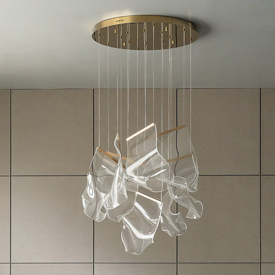 Minimalist LED Ceiling Light - Brass Finish - Paper Sheet Inspired Pendant with Acrylic Shade
