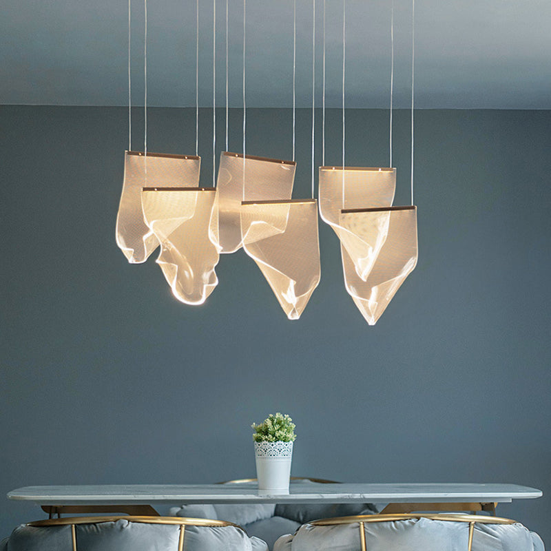 Minimalist LED Ceiling Light - Brass Finish - Paper Sheet Inspired Pendant with Acrylic Shade