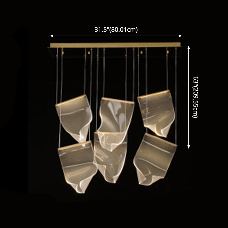 Minimalist LED Ceiling Light - Brass Finish - Paper Sheet Inspired Pendant with Acrylic Shade