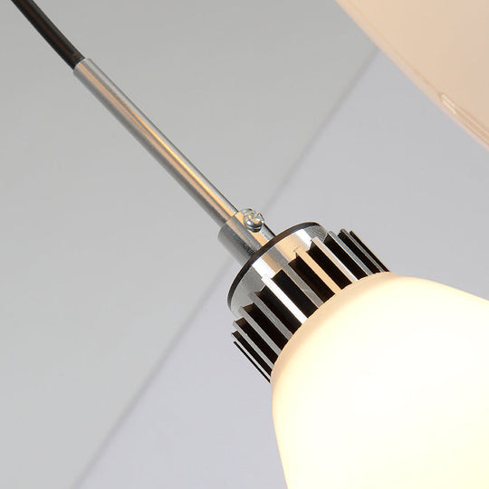 Minimalist 3-Light Satin Opal Glass Cluster Pendant in Chrome - Perfect for Dining Room