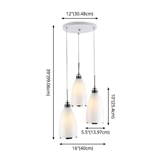 Minimalist 3-Light Satin Opal Glass Cluster Pendant in Chrome - Perfect for Dining Room