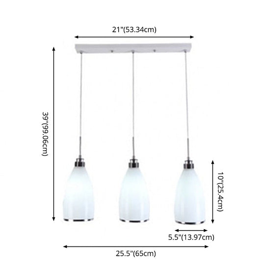 Minimalist 3-Light Satin Opal Glass Cluster Pendant in Chrome - Perfect for Dining Room