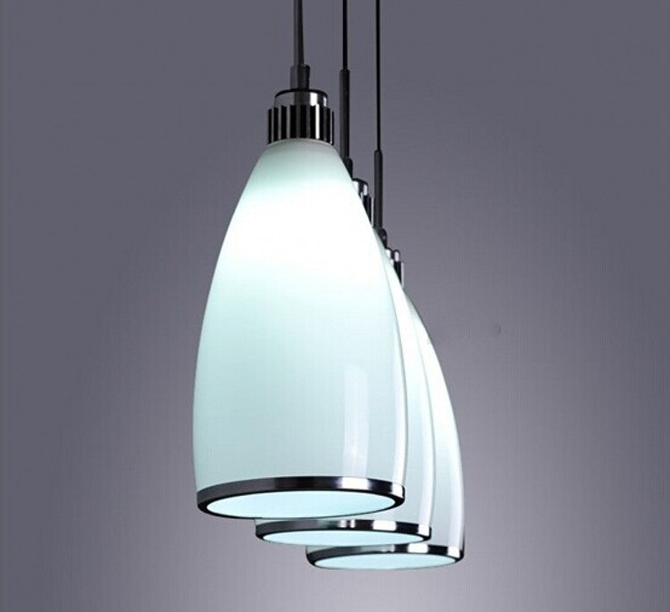 Minimalist 3-Light Satin Opal Glass Cluster Pendant in Chrome - Perfect for Dining Room