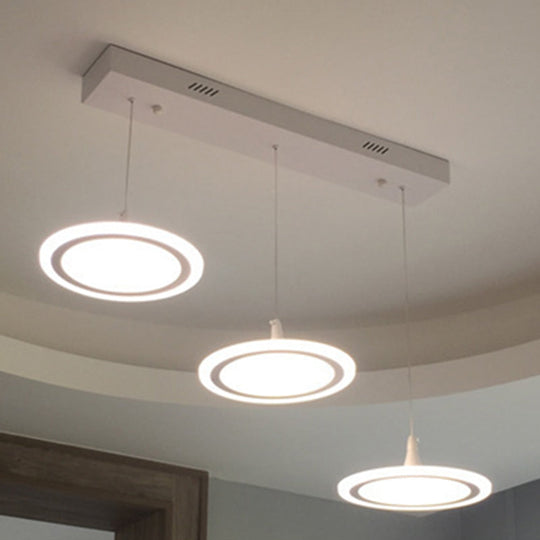 Minimalist LED Circles Suspension Pendant - Multi-Light Acrylic Stairs Diner Lighting in White
