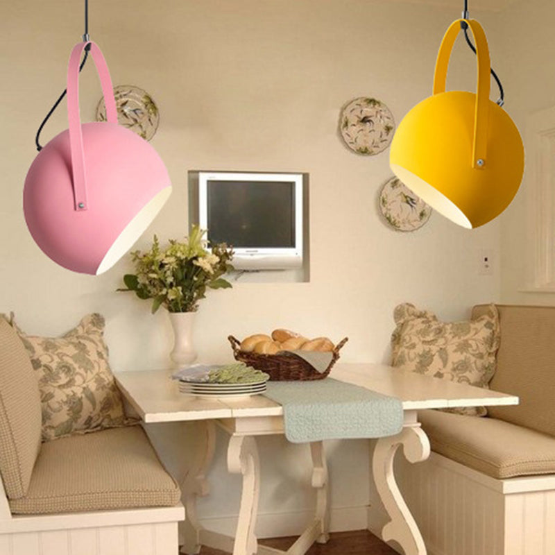 Dome Pendant Restaurant Spotlight with Arched Handle - Metal Hanging Light Fixture