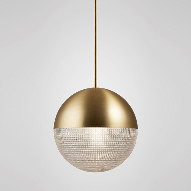 Contemporary Hemispherical Glass Pendant Light with Frosted Metal Lamp Body - Ideal for Aisle Bar, 1-Light Hanging Lamp