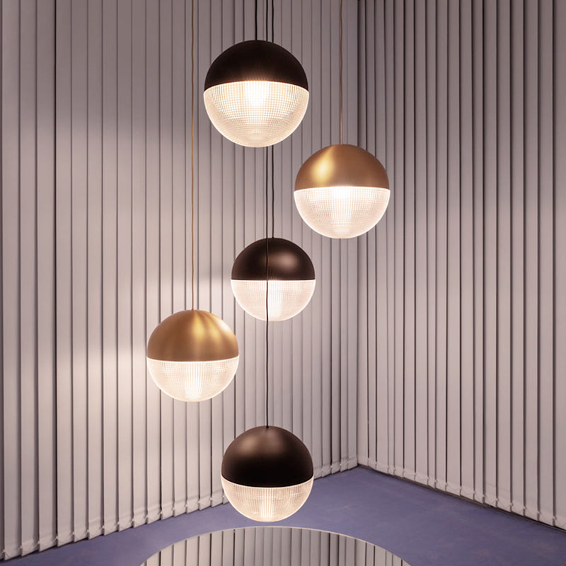 Contemporary Hemispherical Glass Pendant Light with Frosted Metal Lamp Body - Ideal for Aisle Bar, 1-Light Hanging Lamp