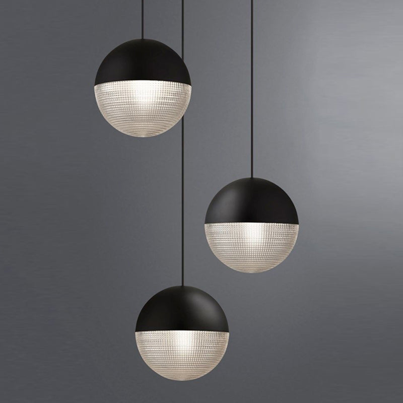 Contemporary Hemispherical Glass Pendant Light with Frosted Metal Lamp Body - Ideal for Aisle Bar, 1-Light Hanging Lamp