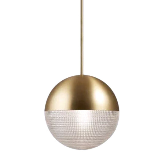 Contemporary Hemispherical Glass Pendant Light with Frosted Metal Lamp Body - Ideal for Aisle Bar, 1-Light Hanging Lamp