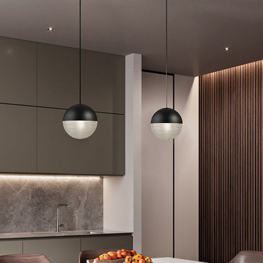 Contemporary Hemispherical Glass Pendant Light with Frosted Metal Lamp Body - Ideal for Aisle Bar, 1-Light Hanging Lamp